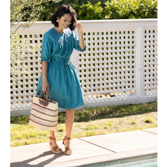 Evy's Tree The Maria Blue Midi Shirt Dress Women's Size 1X NWT Boho Chic - Picture 1 of 12